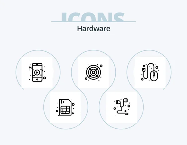 Hardware Line Icon Pack Icon Design Hardware Music Drive Usb — Stock vektor