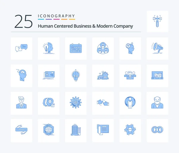 Human Centered Business Modern Company Blue Color Icon Pack Including — Stok Vektör