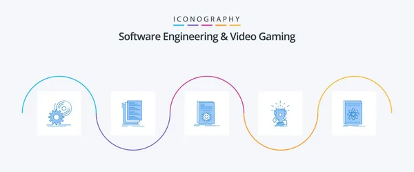 Software Engineering Video Gaming Blue Icon Pack Including Sport Awards — Stock vektor