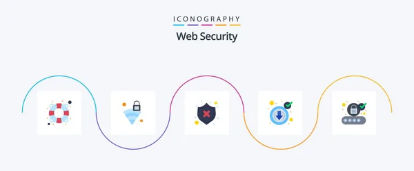 Web Security Flat Icon Pack Including Authorize Download Protect Check — Stok Vektör