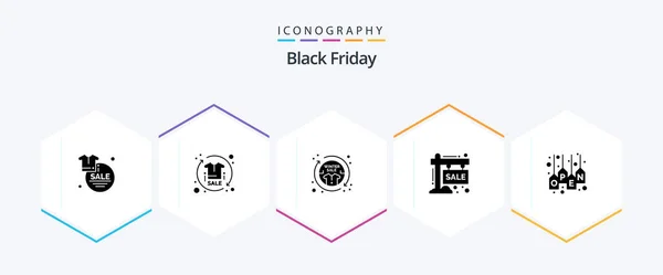 Black Friday Glyph Icon Pack Including Sale Board Shirt Sale — Image vectorielle