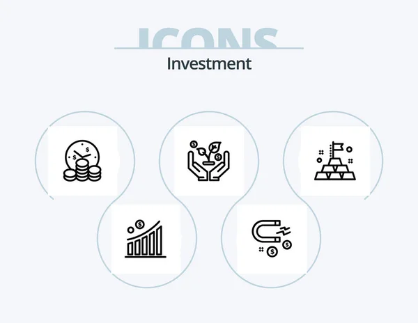 Investment Line Icon Pack Icon Design Money Money Eye Graph — ストックベクタ