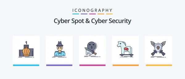 Cyber Spot Cyber Security Line Filled Icon Pack Including File - Stok Vektor