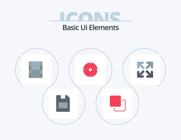 Basic Elements Flat Icon Pack Icon Design Move Arrow Video — Vettoriale Stock