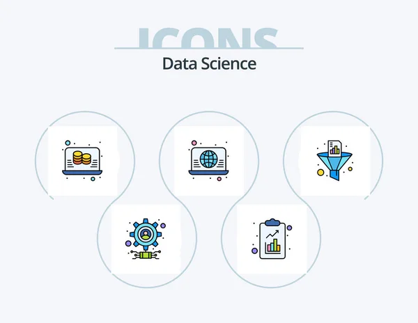 Data Science Line Filled Icon Pack Icon Design Report Data — Stockvector