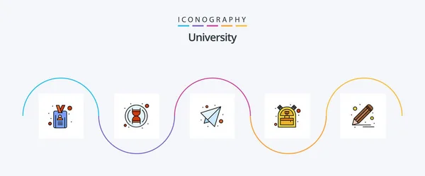 University Line Filled Flat Icon Pack Including Edit Backpack Send — Wektor stockowy
