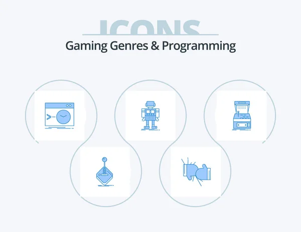 Gaming Genres Programming Blue Icon Pack Icon Design Robot Autonomous — Stockvector