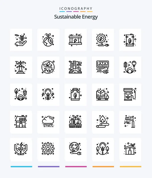 Creative Sustainable Energy Outline Icon Pack Energy Can Electricity Power — Stock Vector