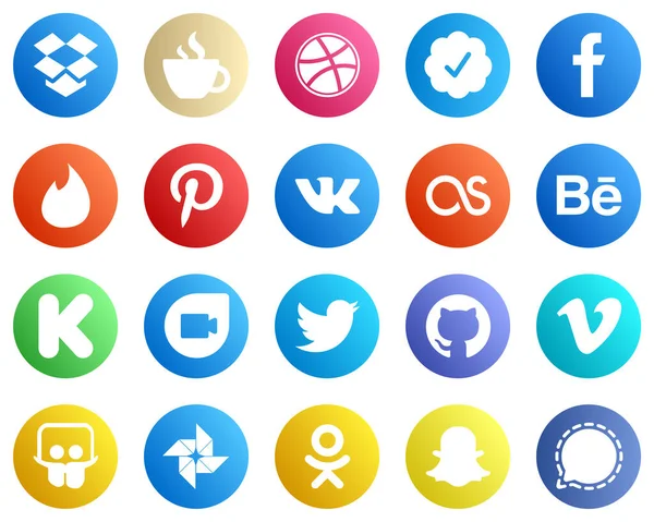 Social Media Icons Your Business Twitter Funding Kickstarter Lastfm Icons — Stockový vektor