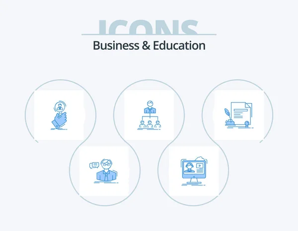 Business Education Blue Icon Pack Icon Design Organization Team Online — Stok Vektör