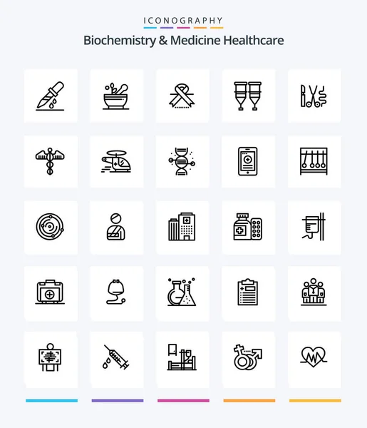 Creative Biochemistry Medicine Healthcare Outline Icon Pack Instruments Syringe Cancer — Stock Vector