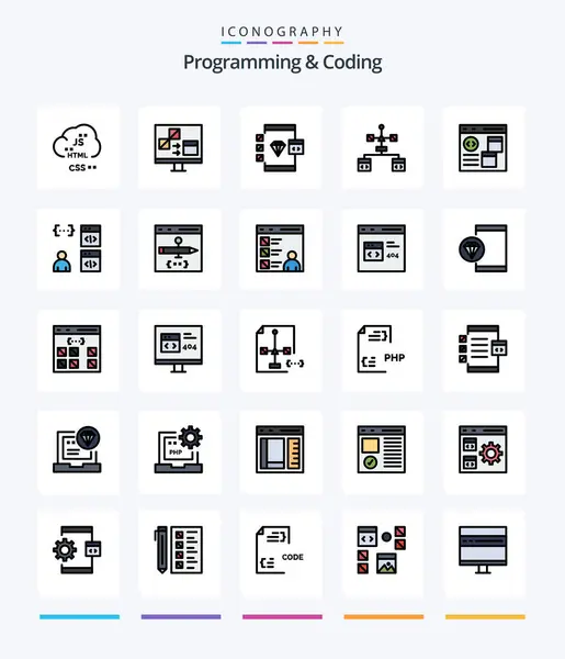 Creative Programming Coding Line Filled Icon Pack Develop App Develop — Image vectorielle