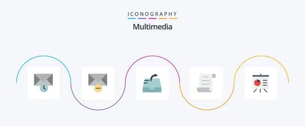 Multimedia Flat Icon Pack Including Send Presentation Analytics — Vettoriale Stock