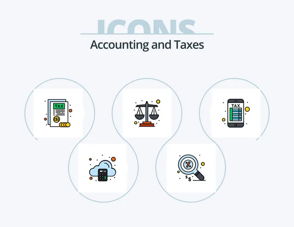 Taxes Line Filled Icon Pack Icon Design Money Finance Table — Stock Vector