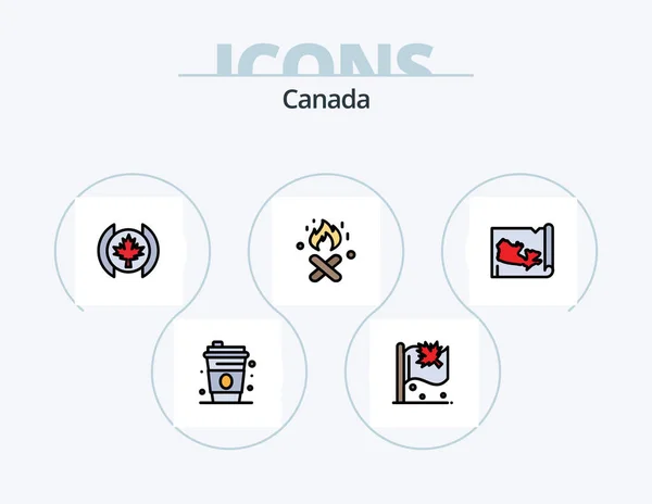 Canada Line Filled Icon Pack Icon Design Reindeer Arctic Fire — Stockvector