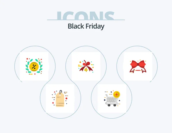 Black Friday Flat Icon Pack Icon Design Ribbon Black Friday — Stockvektor