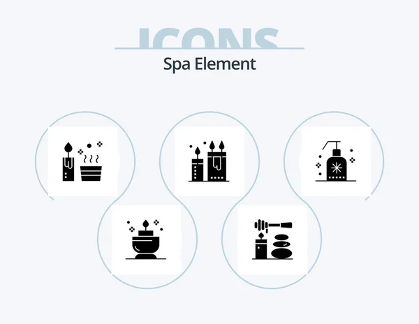 Spa Element Glyph Icon Pack Icon Design Foam Spa Natural — Stockový vektor