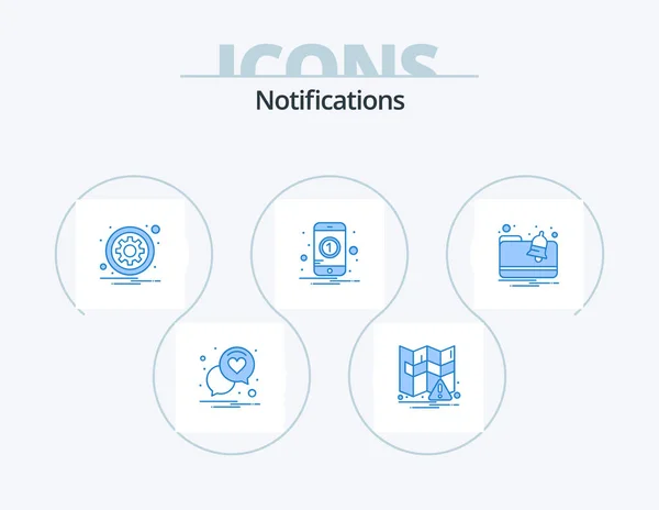 Notifications Blue Icon Pack Icon Design Folder Mobile Gear One — Stock vektor