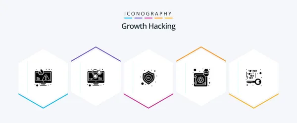 Hacking Glyph Icon Pack Including Lock Hacker Warn Deposit Ssl — Vector de stock