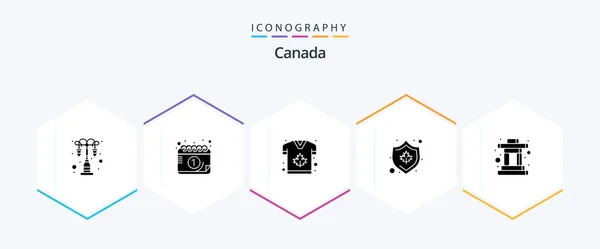 Canada Glyph Icon Pack Including Inukshuk Shield Autumn Security Canada — Archivo Imágenes Vectoriales