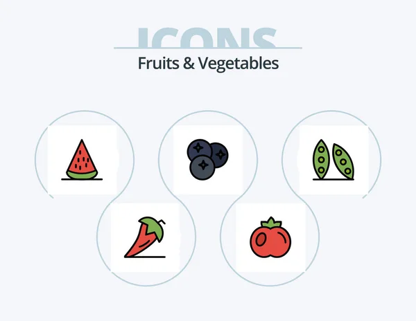 Fruits Vegetables Line Filled Icon Pack Icon Design Gastronomy Vegetable — Stok Vektör
