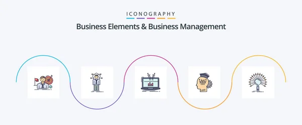 Business Elements Business Managment Line Filled Flat Icon Pack Including — Stock vektor