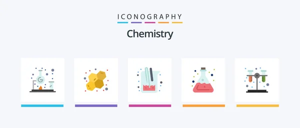 Chemistry Flat Icon Pack Including Chemistry Acid Medicine Tube Chemistry — Image vectorielle