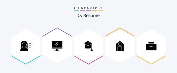 Resume Glyph Icon Pack Including Science Learn Education Hat — 图库矢量图片