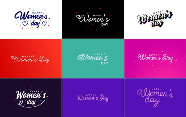 Pink Happy Women Day Typographical Design Elements International Women Day — Stok Vektör