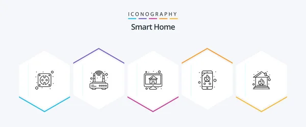 Smart Home Line Icon Pack Including Home Phone Home Fire — Archivo Imágenes Vectoriales