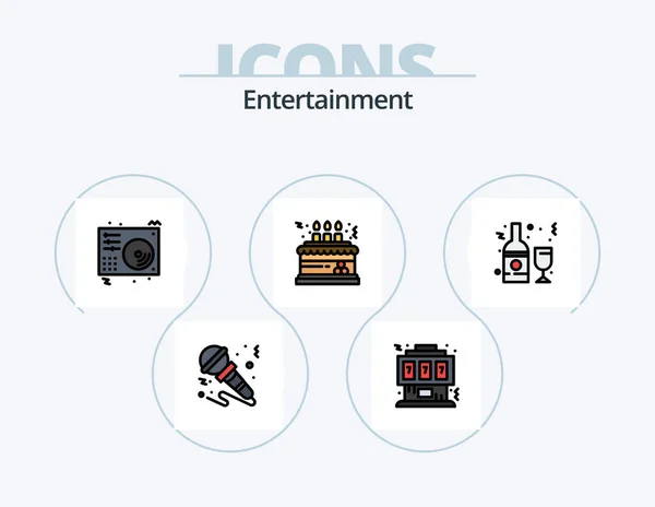 Entertainment Line Filled Icon Pack Icon Design Lamp Light Beverage — 图库矢量图片