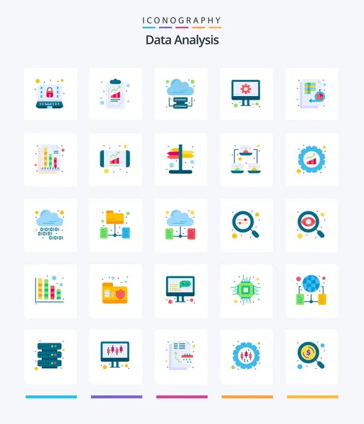 Creative Data Analysis Flat Icon Pack Flowchart Setting Analytics Management — Wektor stockowy