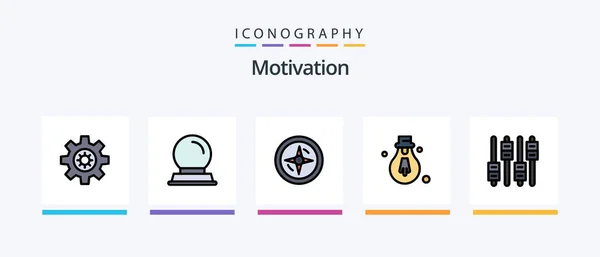 Motivation Line Filled Icon Pack Including Board Location Text Motivation — Stock Vector