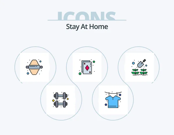 Stay Home Line Filled Icon Pack Icon Design Copywriting Online — 图库矢量图片