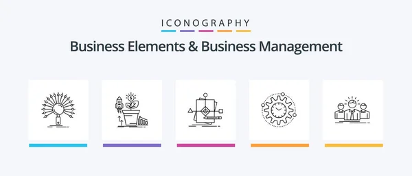 Business Elements Business Managment Line Icon Pack Including Human Business — Vetor de Stock