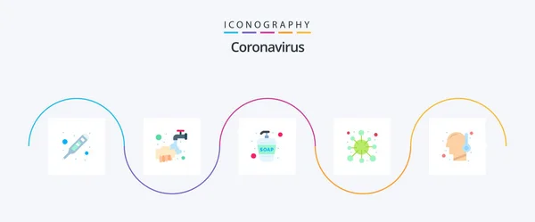 Coronavirus Flat Icon Pack Including Corona Disease Water Antigen Moisturizer — Stok Vektör