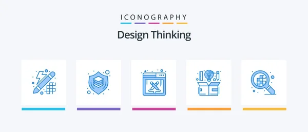 Design Thinking Blue Icon Pack Including Thinking Design Thinking Creative — Vetor de Stock