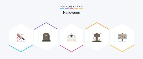 Halloween Flat Icon Pack Including Death Cemetery Halloween Horror Halloween — Stock Vector
