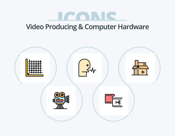 Video Producing Computer Hardware Line Filled Icon Pack Icon Design — Archivo Imágenes Vectoriales
