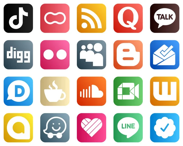 Social Media Icons Your Business Blogger Yahoo Rss Flickr Kakao — Stock Vector