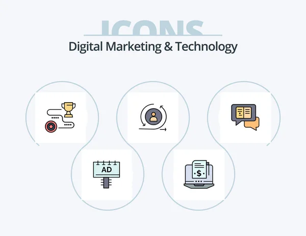 Digital Marketing Technology Line Filled Icon Pack Icon Design Streaming — Stock vektor