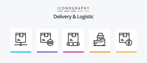 Delivery Logistic Line Icon Pack Including Document Check Shipping Product — стоковый вектор
