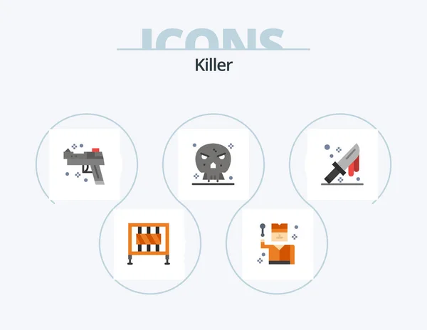 Killer Flat Icon Pack Icon Design Cut Skull Firearm Shape — Stock Vector