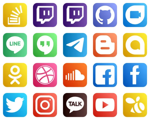 Simple Social Media Icons Soundcloud Odnoklassniki Google Hangouts Google Allo — ストックベクタ