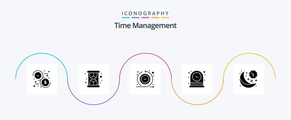 Time Management Glyph Icon Pack Including Line Watch Cycle Time — Vettoriale Stock