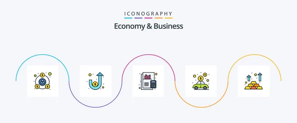 Economy Business Line Filled Flat Icon Pack Including Gold Money — Wektor stockowy