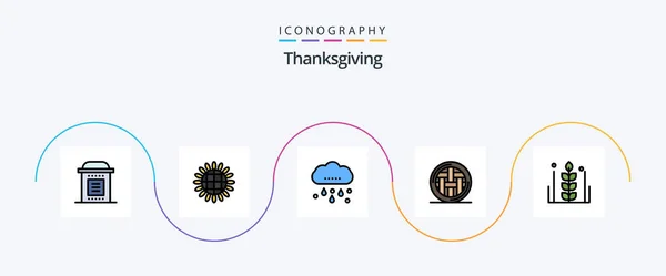 Thanksgiving Line Filled Flat Icon Pack Including Thanksgiving Holiday Vegetables — Vetor de Stock