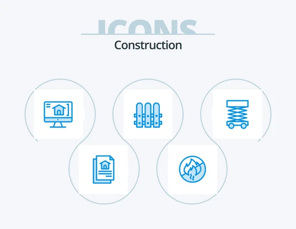 Construction Blue Icon Pack Icon Design Scaffolding Home Develop House — Stok Vektör