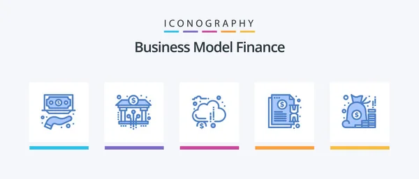 Finance Blue Icon Pack Including Invoice Contract Crypto Funds Donation — Stockvector