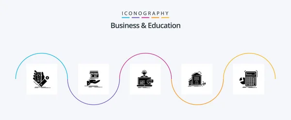 Business Education Glyph Icon Pack Including Apartment Home Online Help — Wektor stockowy
